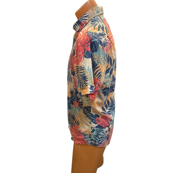 IZOD Saltwater Mens Hawaiian Shirt Relaxed Classics Floral 100% Cotton Sz Medium - Picture 4 of 9